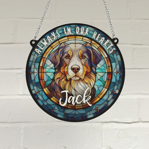 Bernese Mountain Dog Memorial Stained Glass Effect Suncatcher